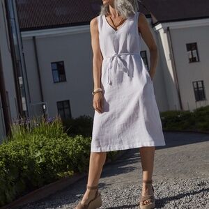 Magic Linen OIA Dress White Large NWT